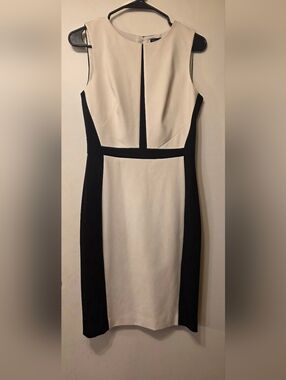 White House Black Market Black & White Colorblock Midi Dress